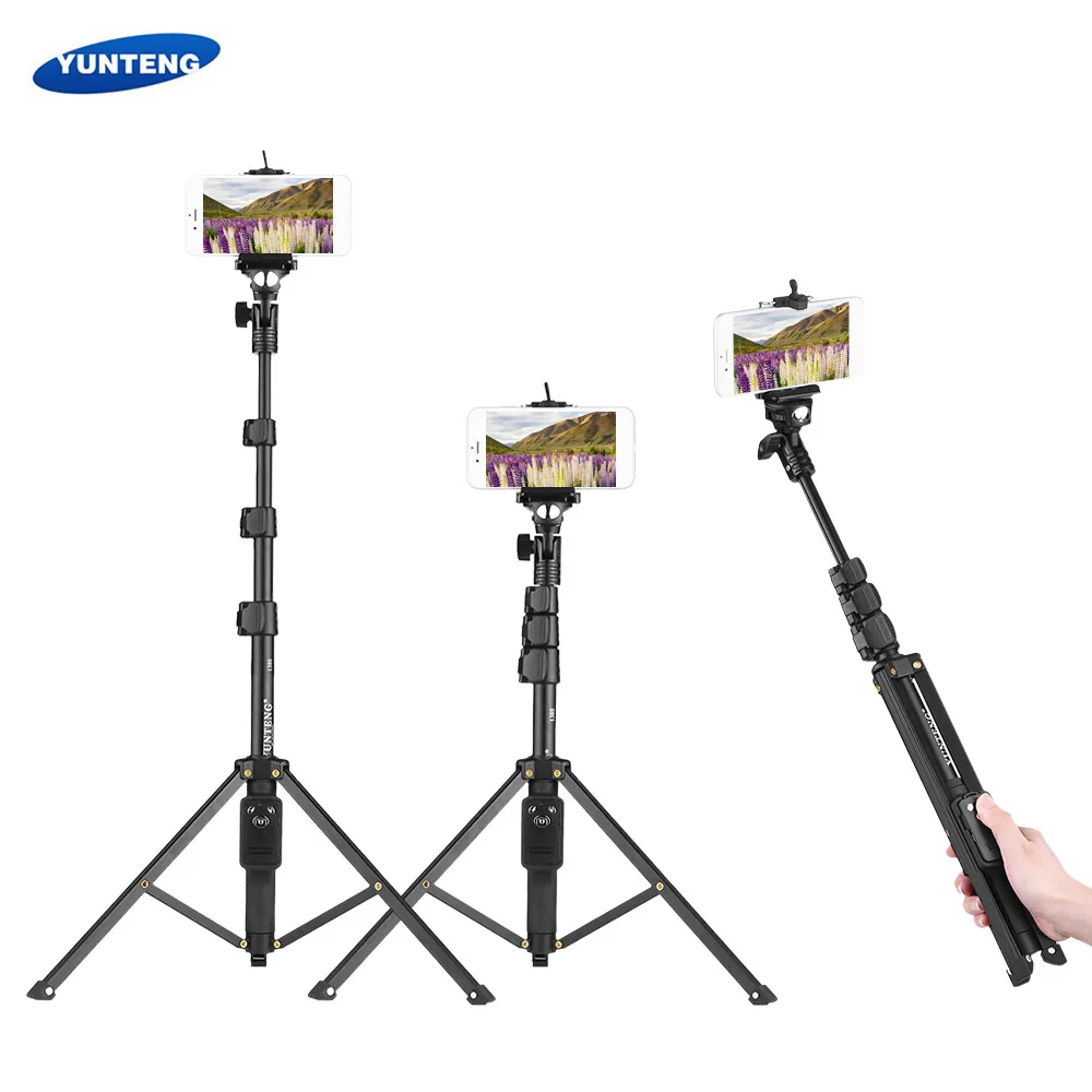YUNTENG VCT-1388 Selfie Stick Tripod Aluminum Max. Load 0.5kg with Phone Hoder Remote Control for Smartphones Action Cameras
YUNTENG VCT-1388 Selfie Stick Tripod Aluminum Max. Load 0.5kg with Phone Hoder Remote Control for Smartphones Action Cameras