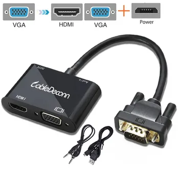 VGA Adapter to HDMI VGA Splitter with 3.5 mm Audio Converter Support Sync Display for PC Projector HDTV Multi-port VGA Adapter
VGA Adapter to HDMI VGA Splitter with 3.5 mm Audio Converter Support Sync Display for PC Projector HDTV Multi-port VGA Adapter