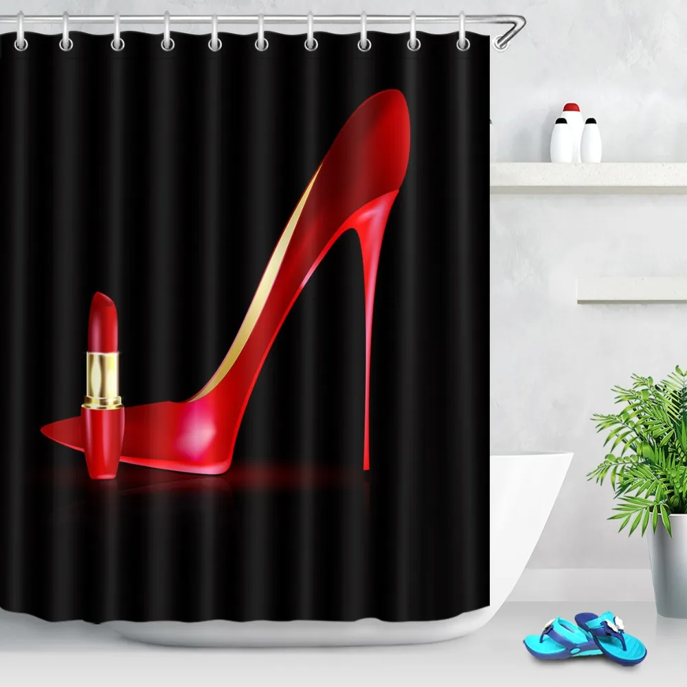 Red High-Heeled Pattern Shower Curtain with Lipstick on Black Waterproof Mildew-proof Bath Curtains for Girl Bathroom Home Decor
Red High-Heeled Pattern Shower Curtain with Lipstick on Black Waterproof Mildew-proof Bath Curtains for Girl Bathroom Home Decor