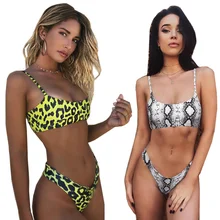 Snakeskin Bikini Swimsuit Biquini Beachwear Push-Up Sexy Female Women Leopard
