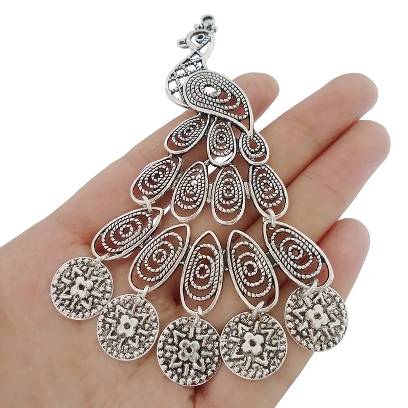 3 x Tibetan Antique Silver Tone Large Filigree Peacock Charms Pendants for Necklaces Jewelry Making Findings 105x75mm
3 x Tibetan Antique Silver Tone Large Filigree Peacock Charms Pendants for Necklaces Jewelry Making Findings 105x75mm