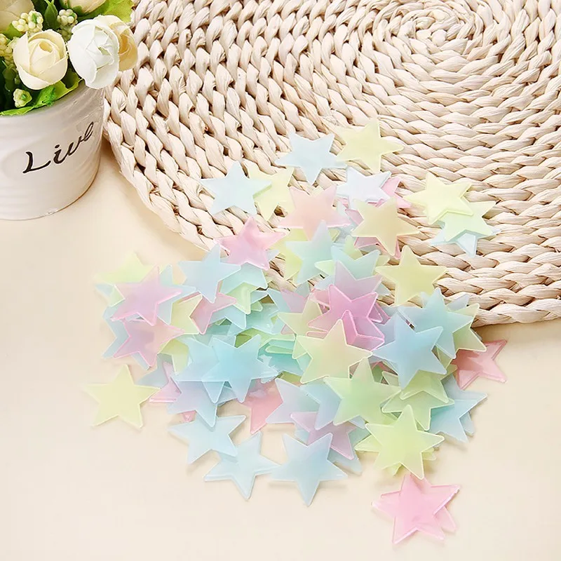 100pcs Luminous Wall Stickers Glow In The Dark Stars Sticker Decals for Kids Baby rooms Colorful Fluorescent Stickers Home decor Sadoun.com