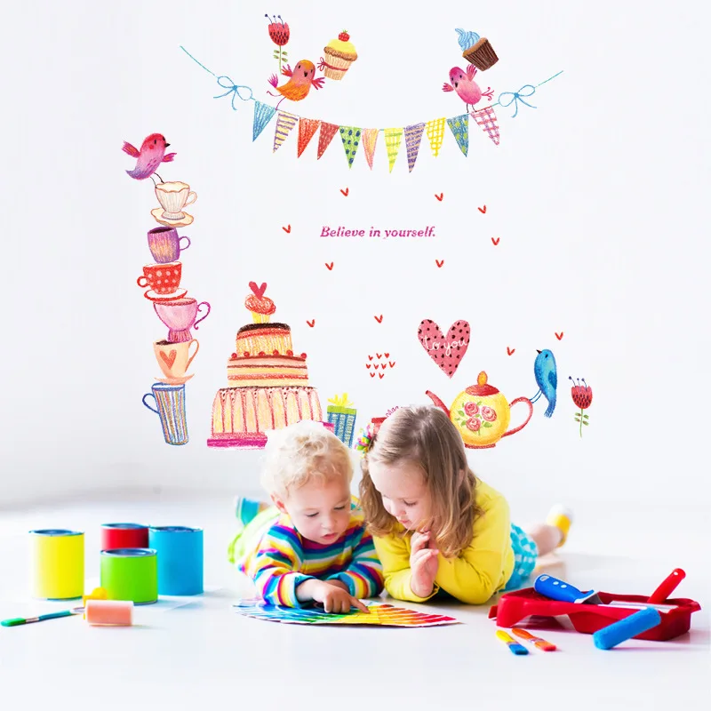 Cartoon Cake Gift Teapot Wall Stickers for Birthday Party Decoration Kids room Livingroom Wall Decals Art Removable Mural dc8
Cartoon Cake Gift Teapot Wall Stickers for Birthday Party Decoration Kids room Livingroom Wall Decals Art Removable Mural dc8