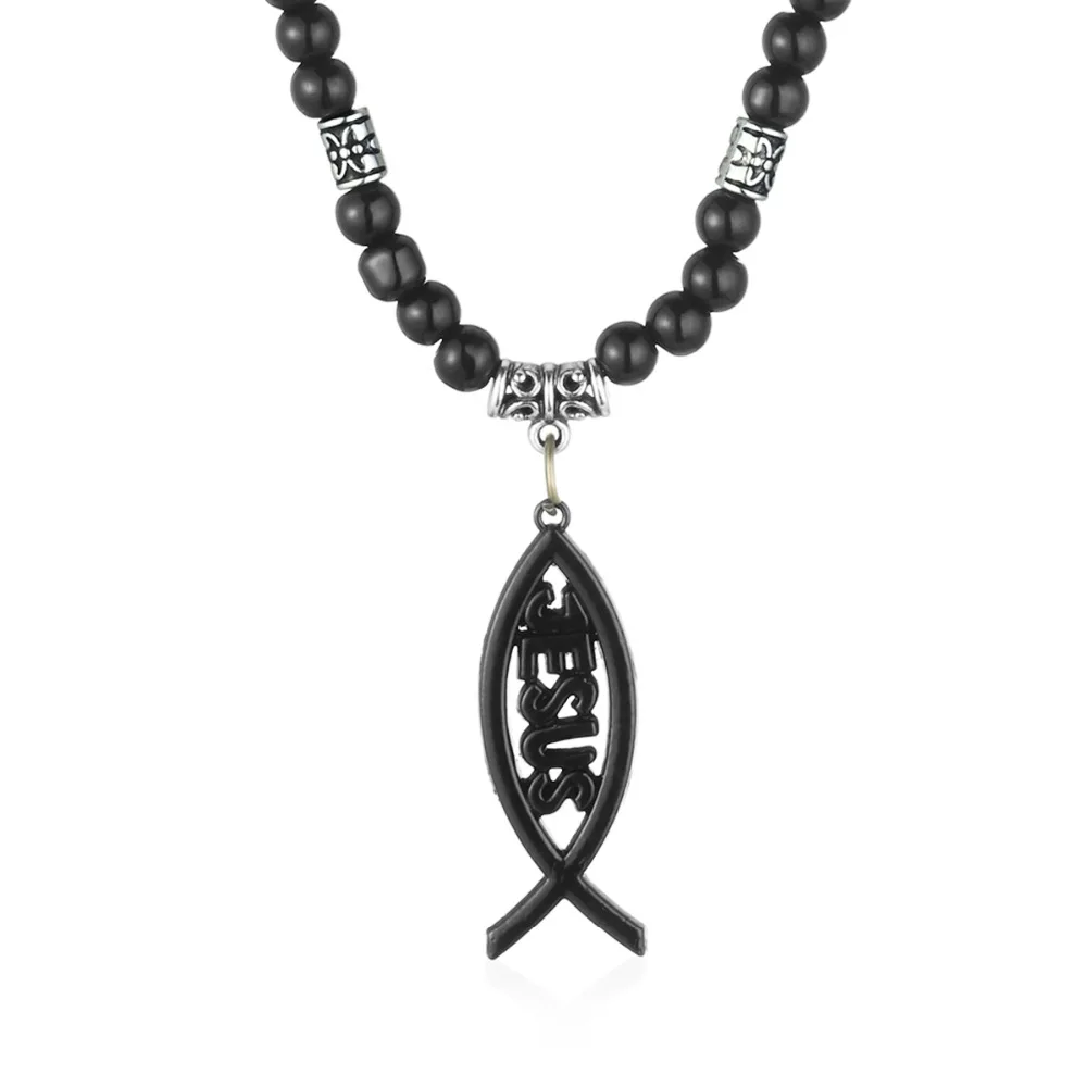 Retro JESUS Letter Fish Symbol Natural Stone Beads Chains Pendant&Necklaces for Men Vintage Jewelry Womens collars Gifts MN224
Retro JESUS Letter Fish Symbol Natural Stone Beads Chains Pendant&Necklaces for Men Vintage Jewelry Womens collars Gifts MN224
