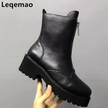 Newest Fashion Women Genuine Leather Martin Boots High Quality Mid-Calf Square Heels Motorcycle boots Woman Platform Shoes
Newest Fashion Women Genuine Leather Martin Boots High Quality Mid-Calf Square Heels Motorcycle boots Woman Platform Shoes