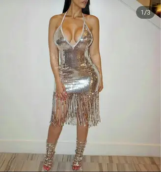 Women Luxury Sexy Strap V Neck Tassel Sequins Bandage Dress 2018 Knitted Elastic Bodycon Party Dress
Women Luxury Sexy Strap V Neck Tassel Sequins Bandage Dress 2018 Knitted Elastic Bodycon Party Dress