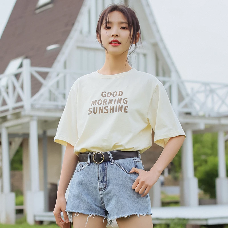 Small Fresh Female Letter Printed Short-sleeved T-shirt Female Summer Ins Tide Simple Half-sleeved Shirt Cotton Bottoming Shirt
Small Fresh Female Letter Printed Short-sleeved T-shirt Female Summer Ins Tide Simple Half-sleeved Shirt Cotton Bottoming Shirt