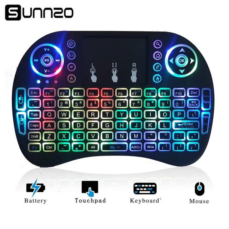 

RGB Mini Wireless Keyboard Air Mouse Universal Remote Control Touchpad with Backlit 2.4GHz QWERTY Keyboards Mouse Combo Handheld