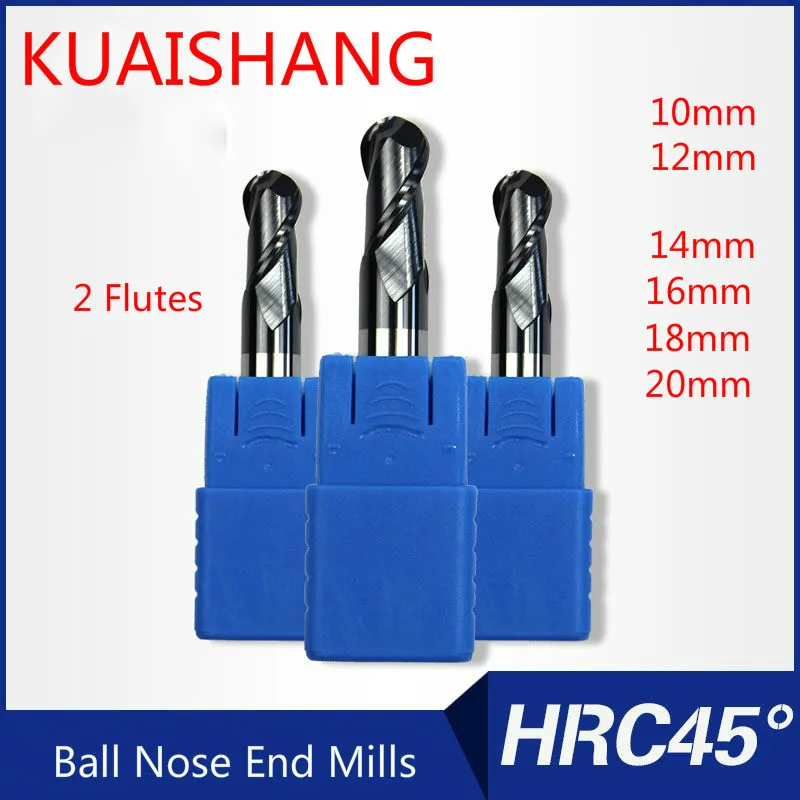 KUAISHANG 2 flutes 10mm~20mm Solid Carbide Ball Nose End Mills CNC Milling Cutter HRC45 Tungsten Steel Ball Nose End Mills
KUAISHANG 2 flutes 10mm~20mm Solid Carbide Ball Nose End Mills CNC Milling Cutter HRC45 Tungsten Steel Ball Nose End Mills