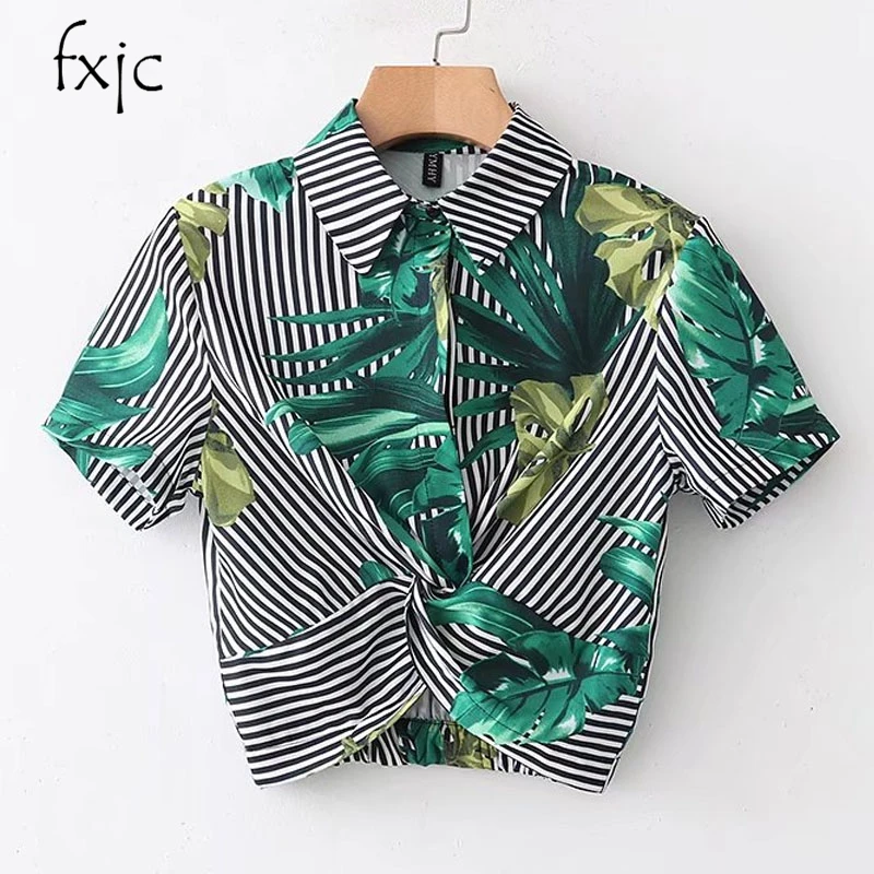 Wild Rain Forest Print Stripe Leaf Lapel Twisted Elegant Short-sleeved Women's Top 2018 Summer New
Wild Rain Forest Print Stripe Leaf Lapel Twisted Elegant Short-sleeved Women's Top 2018 Summer New