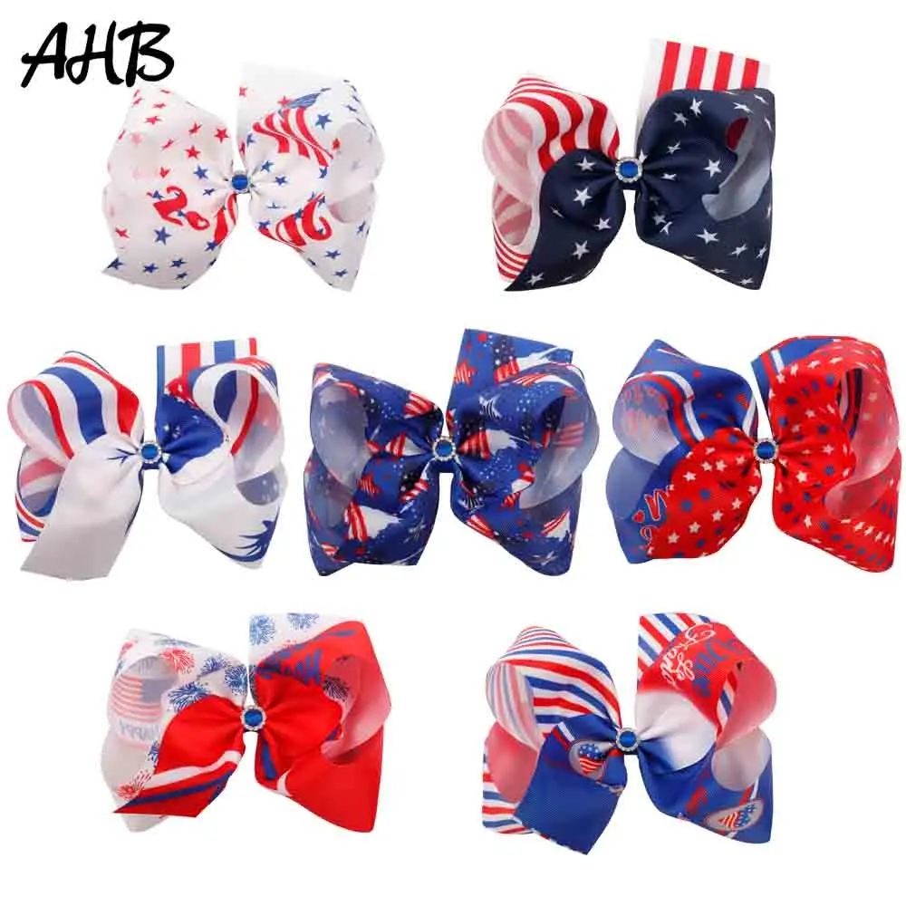 AHB 4th of July 8 Inch Hair Bows for Girls Hair Ribbon Bow Clips with Rhinestones Independence Day Party Kids Hair Accessories
AHB 4th of July 8 Inch Hair Bows for Girls Hair Ribbon Bow Clips with Rhinestones Independence Day Party Kids Hair Accessories