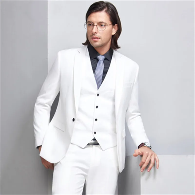 Customize Groomsmen Notch Lapel Groom Tuxedos White Men Suits Wedding Best Man Blazer (Jacket+Pants+Vest+Tie) Z445
Customize Groomsmen Notch Lapel Groom Tuxedos White Men Suits Wedding Best Man Blazer (Jacket+Pants+Vest+Tie) Z445