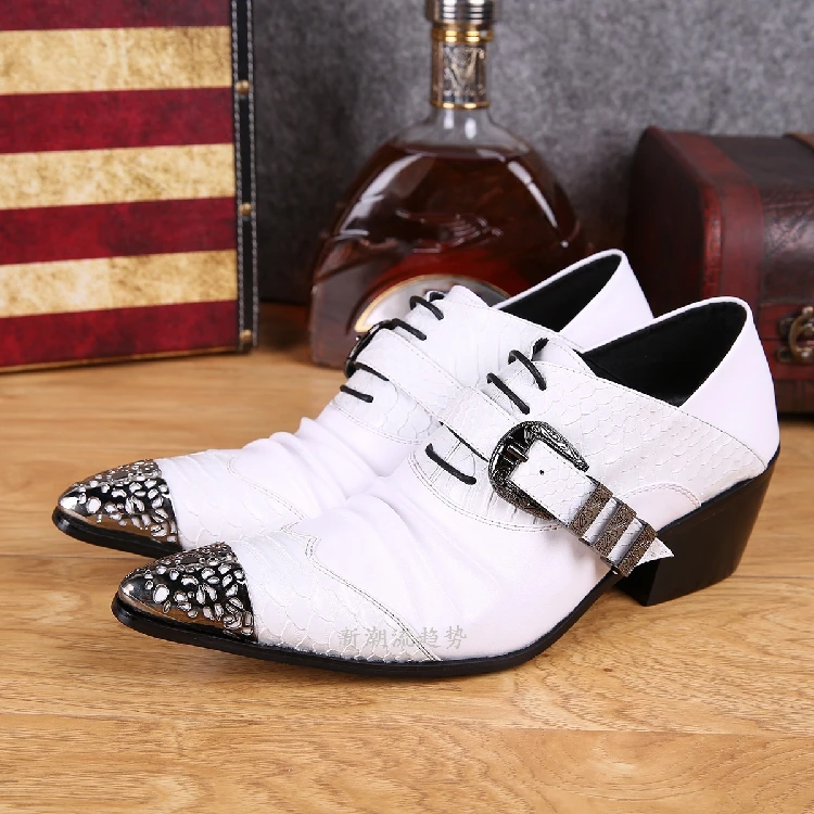 Mens pointed toe dress shoes black white high heels crocodile skin men leather shoes formal wedding shoes male spiked loafers
Mens pointed toe dress shoes black white high heels crocodile skin men leather shoes formal wedding shoes male spiked loafers