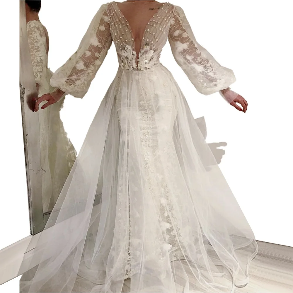 2019 New Fashion White Sexy Celebrity Dresses Long Puff Tulle Sleeve Evening Gowns V-Neck Backless Runaway Gowns With Beads
2019 New Fashion White Sexy Celebrity Dresses Long Puff Tulle Sleeve Evening Gowns V-Neck Backless Runaway Gowns With Beads