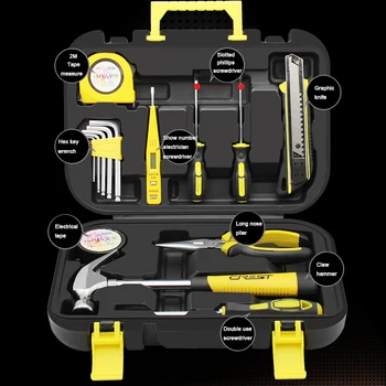 Home Common Hand Tool Set General Household Hand Tool Kit with Plastic Toolbox Screwdriver Hammer Wrench Plier Tools
Home Common Hand Tool Set General Household Hand Tool Kit with Plastic Toolbox Screwdriver Hammer Wrench Plier Tools