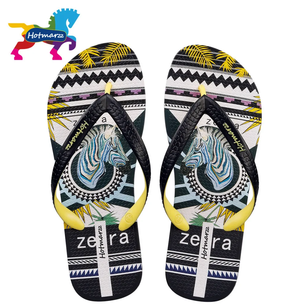 

Hotmarzz Men Sandals Women Unisex Slippers Zebra Pattern Summer Beach Flip Flops Designer Fashion Comfortable Pool Travel Slides