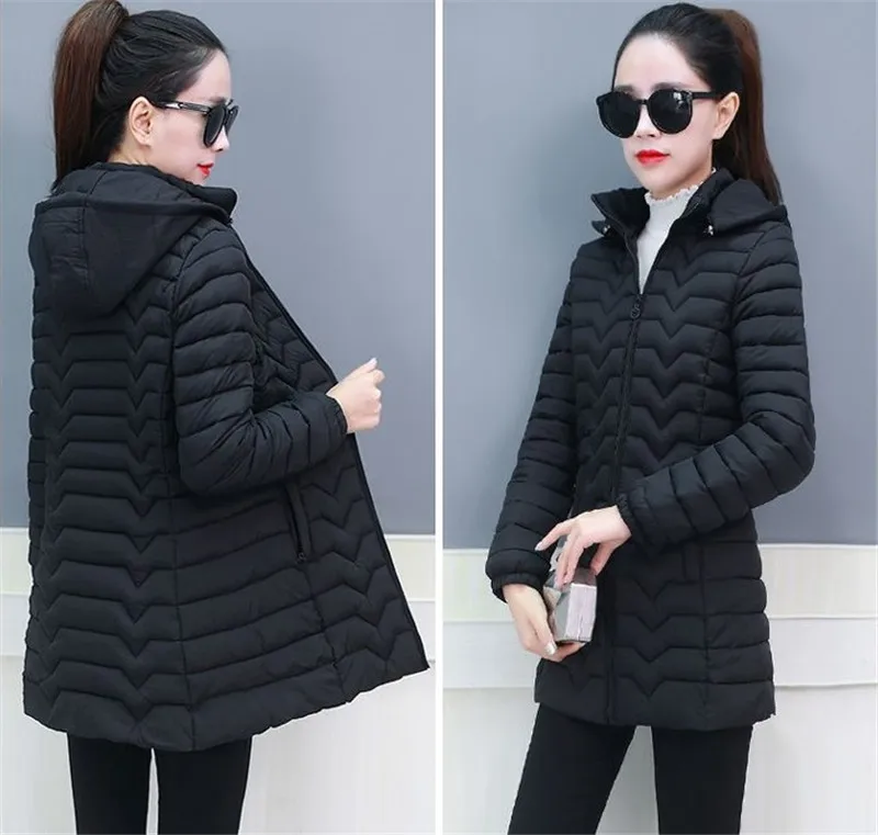 New light Thin Down cotton Jacket Women Autumn Winter loose Warm Cotton Jackets Plus size Womens Casual Hooded Parkas 6XL F748