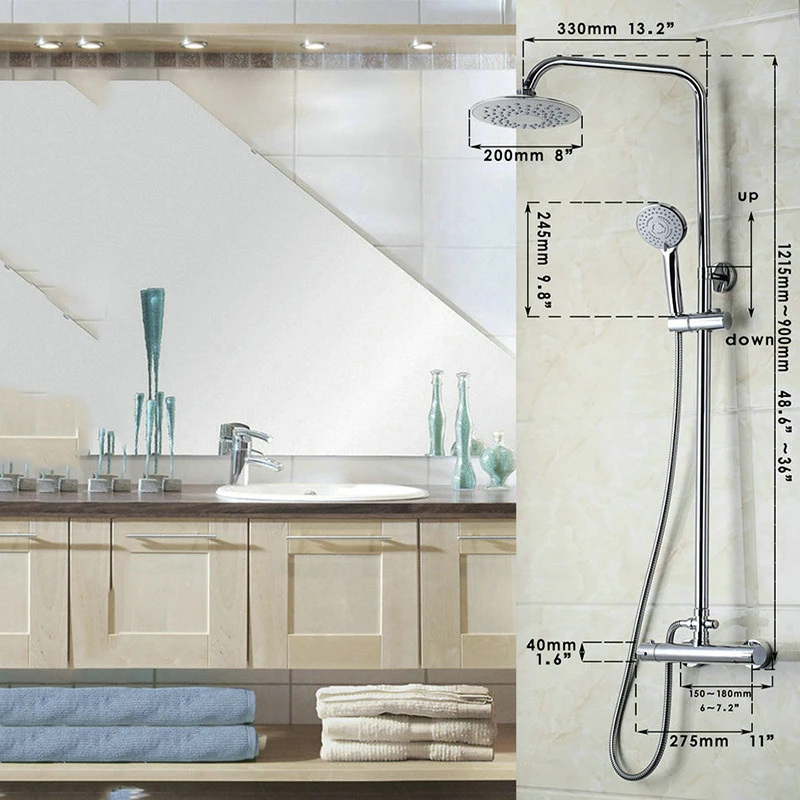 OUBONI Round Thermostatic 8" Rainfall Shower Head 53972 Bathtub Shower Water Tap Faucet Mixer Tap
OUBONI Round Thermostatic 8" Rainfall Shower Head 53972 Bathtub Shower Water Tap Faucet Mixer Tap