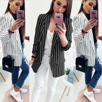 Blazers Women Long Sleeve Waterfall Notched Striped Blazers Loose Outwear Casual Blazers
Blazers Women Long Sleeve Waterfall Notched Striped Blazers Loose Outwear Casual Blazers