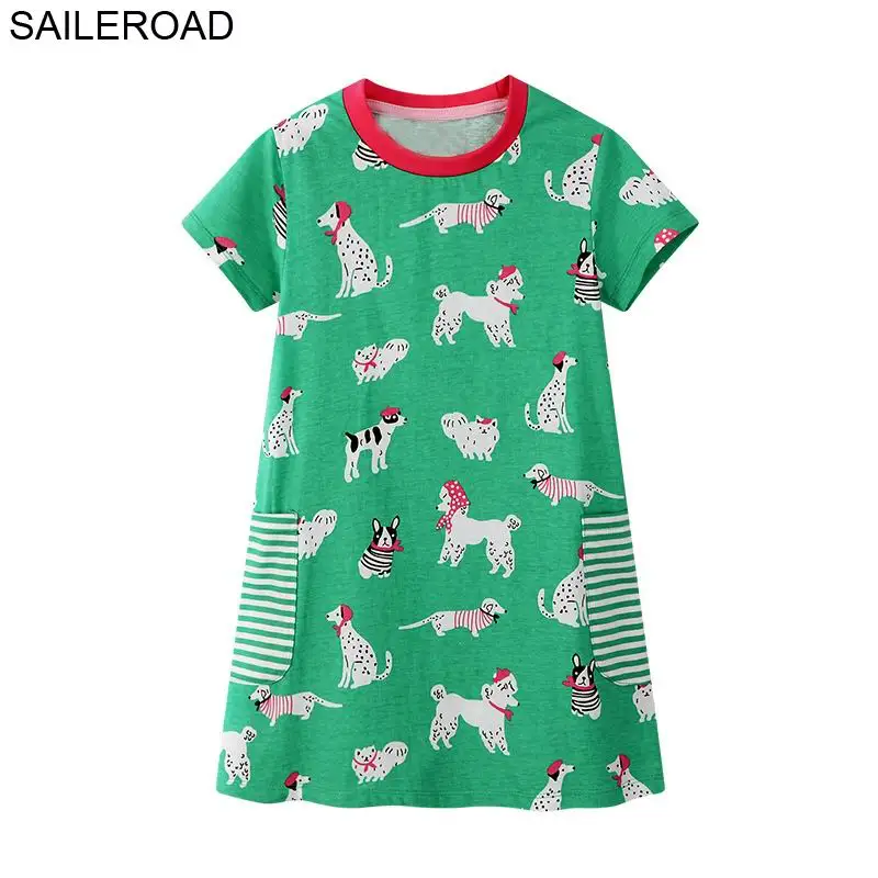 SAILEROAD 2-7лет Дети Девушки Короткое платье для летних новорожденных девочек Собаки
