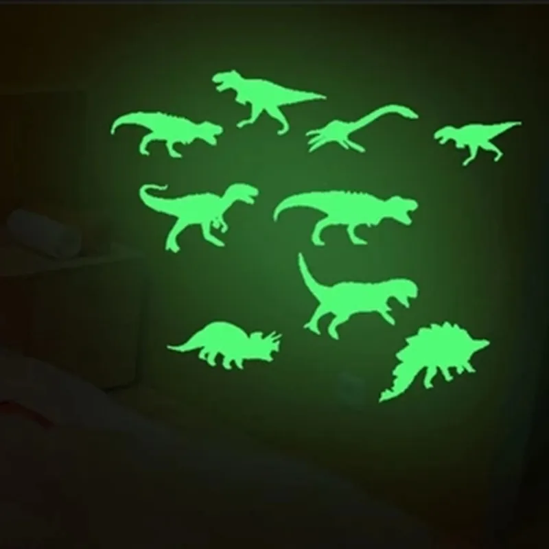 Фото Светящиеся Стикеры с динозавром SAILEROAD 9 цветов 3D флуоресцентные смешные звёзды