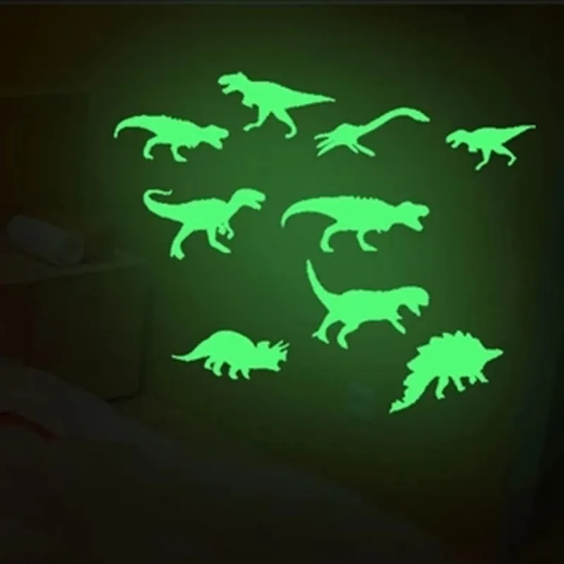 

SAILEROAD 9Pcs/Bag Cool Dinosaur Luminous Stickers Stereo 3D Fluorescent Stickers Funny Sticker Glow In The Dark Stars For Kids