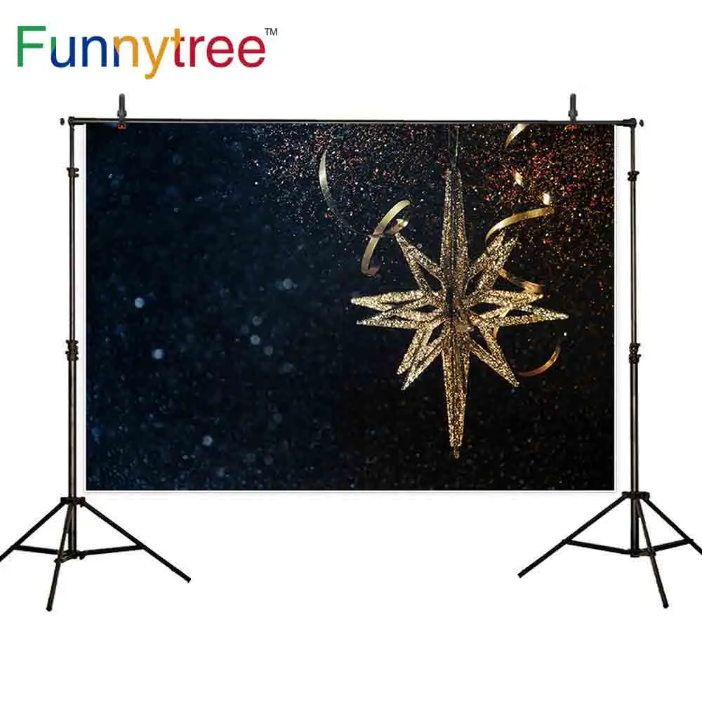Funnytree фон для фотосъемки черный бокен Великолепная Золотая Снежинка