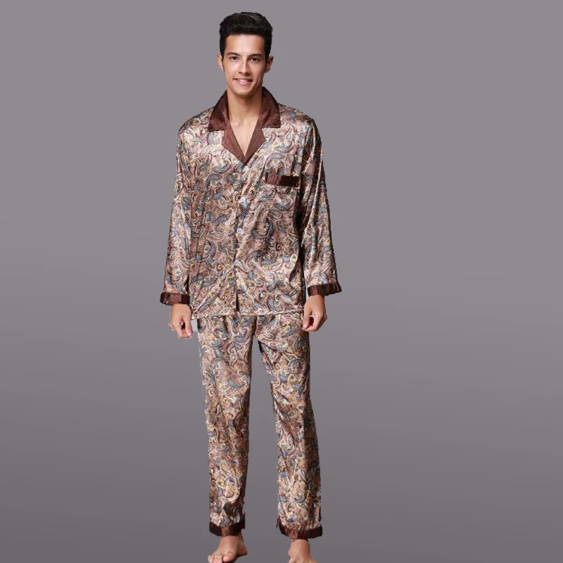 Autumn Winter Coffee Men Silk Pajamas Set Chinese Traditional Pyjamas Suit 2PCS Sleepwear Bath Gown Size L XL XXL
Autumn Winter Coffee Men Silk Pajamas Set Chinese Traditional Pyjamas Suit 2PCS Sleepwear Bath Gown Size L XL XXL