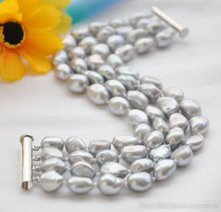 z5828 4row 8" 10mm gray baroque freshwater cultured pearl bracelet e SHIPPING 5.25
z5828 4row 8" 10mm gray baroque freshwater cultured pearl bracelet e SHIPPING 5.25