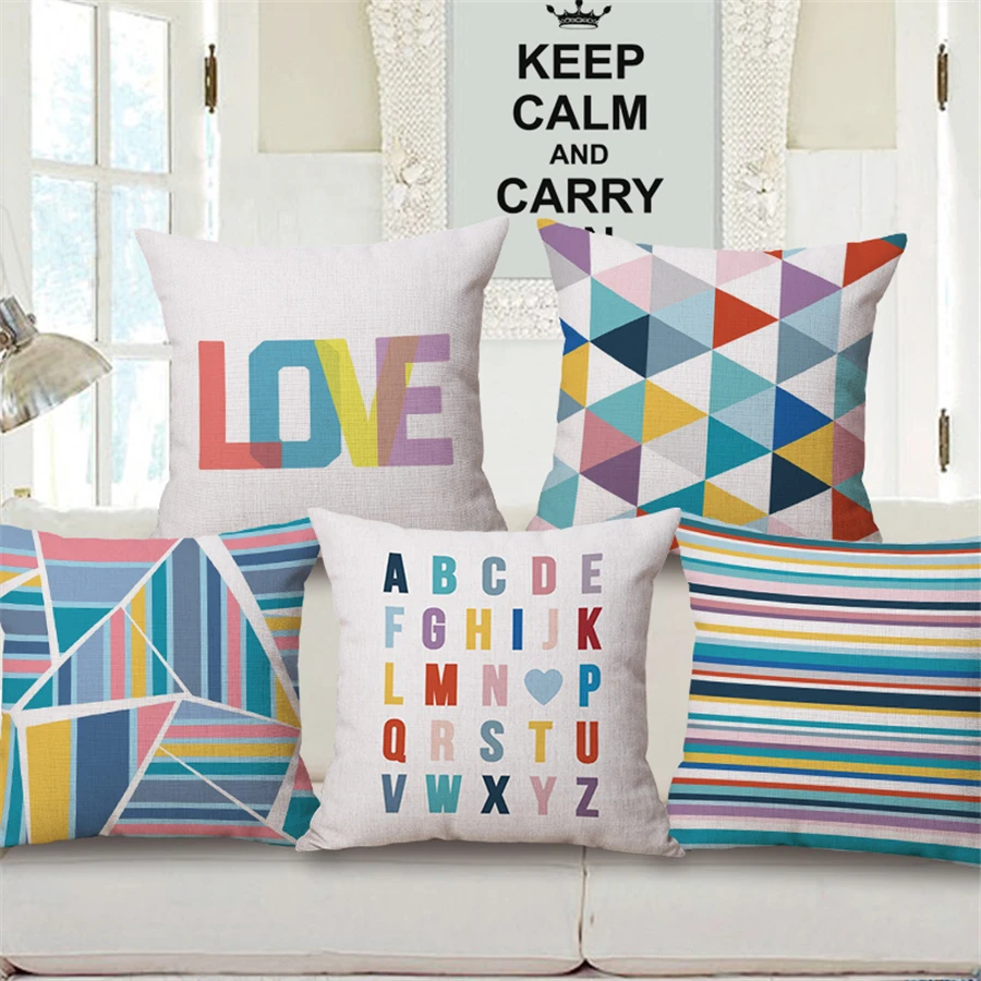 Colorful Letter Geometric Decorative Cushion Cover Velvet Square 45x45cm Home Decor Office Chair Sofa Stripe Pillow Case e1400
Colorful Letter Geometric Decorative Cushion Cover Velvet Square 45x45cm Home Decor Office Chair Sofa Stripe Pillow Case e1400