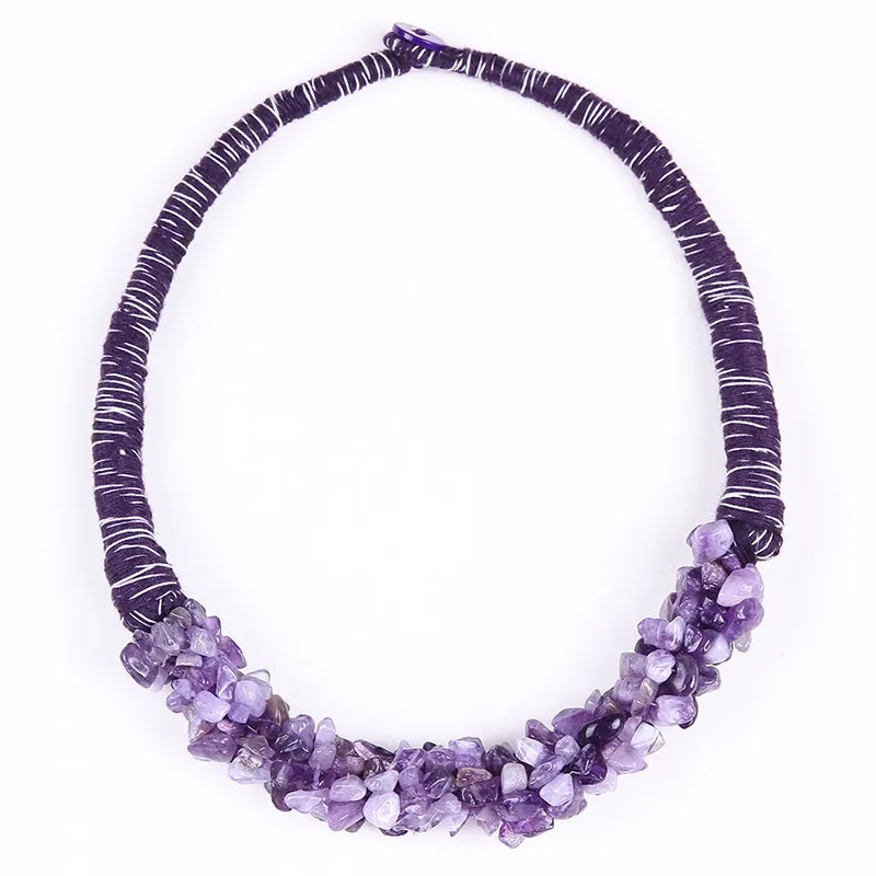 African Chunky Statement Pendant Necklace Ethnic Natural Stone Necklaces Jewelry Purple Gem Quartz Collier
African Chunky Statement Pendant Necklace Ethnic Natural Stone Necklaces Jewelry Purple Gem Quartz Collier