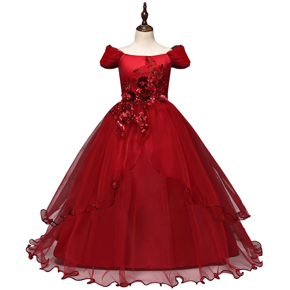 Flower Girl Dresses For Wedding Party 2019 New Tule Teen Princess Dress Children Evening Clothing Formal Pageant Kids Prom Gowns (1)