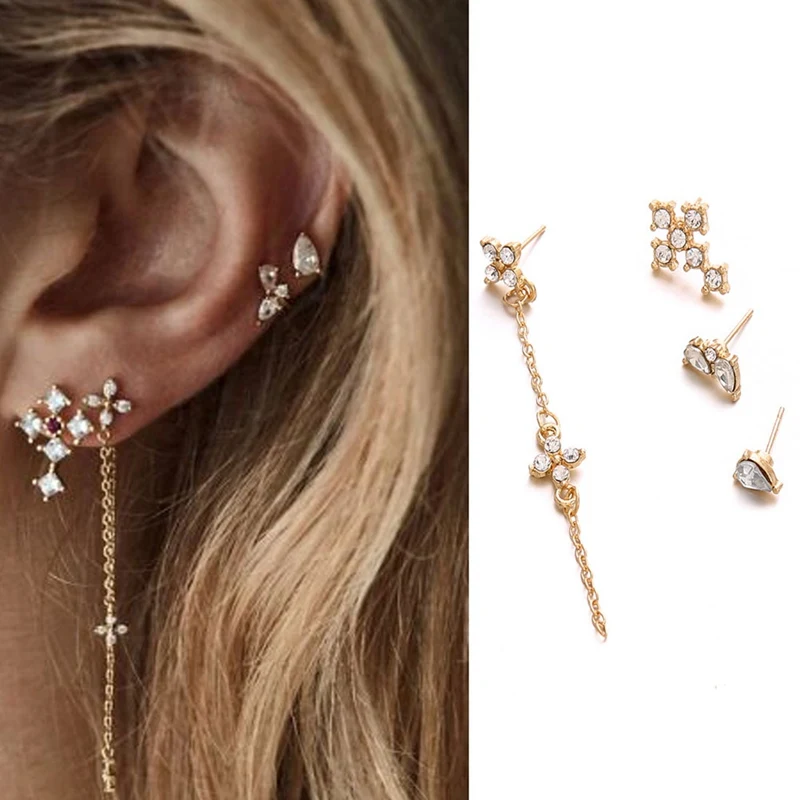 New 4pcs/set Cross Gold Color Earrings Set For Women Punk Style Alloy Metal Charm Brincos Earring Set Fashion Trendy Jewelry
New 4pcs/set Cross Gold Color Earrings Set For Women Punk Style Alloy Metal Charm Brincos Earring Set Fashion Trendy Jewelry