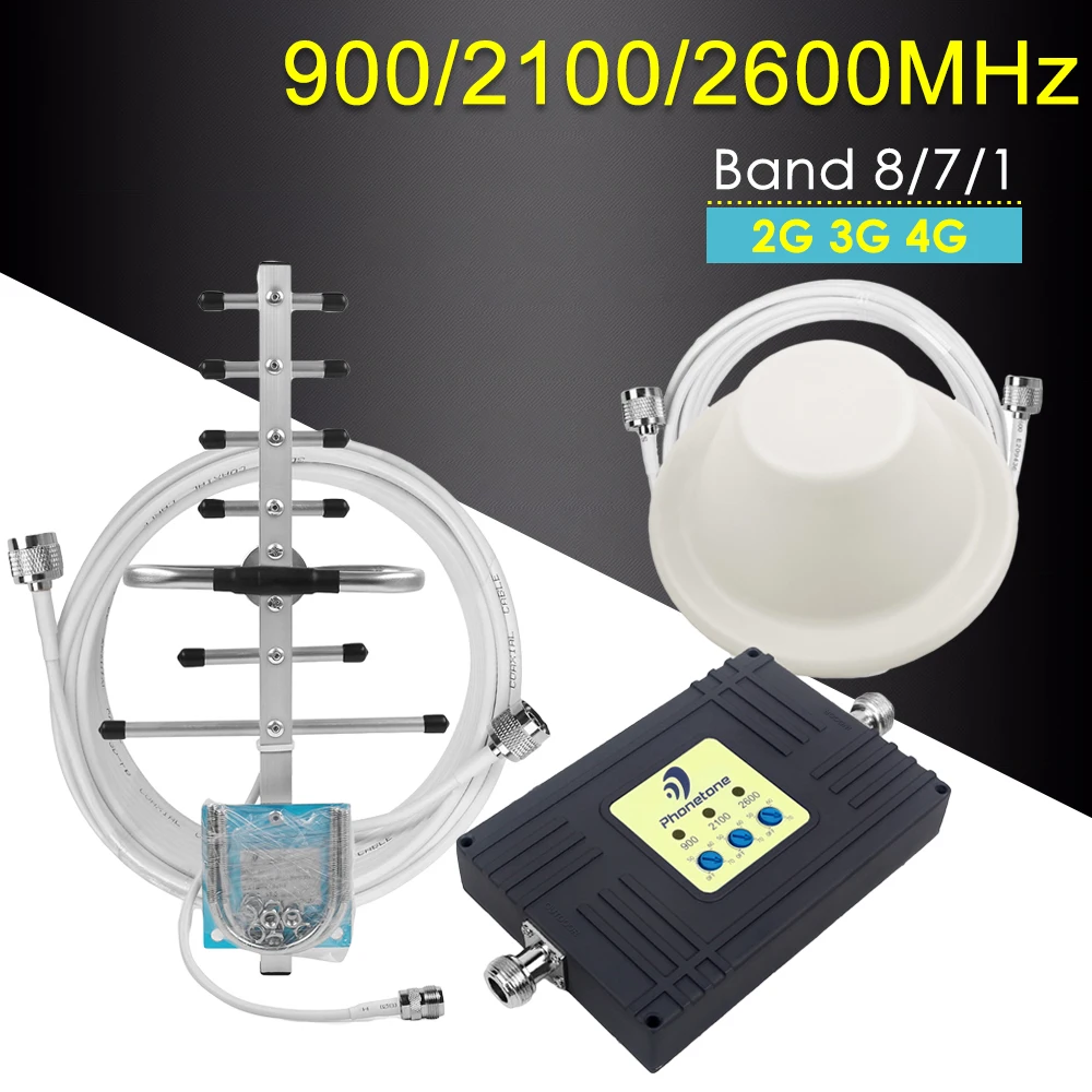 Russia Tri-Band Cellular Signal Booster GSM WCDMA LTE 900/2100/2600MHz 2G 3G 4G GSM Repeater 4G LTE Amplifier Cell Phone Booster
Russia Tri-Band Cellular Signal Booster GSM WCDMA LTE 900/2100/2600MHz 2G 3G 4G GSM Repeater 4G LTE Amplifier Cell Phone Booster