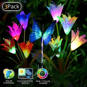 3Pack Solar Garden Lights LED Color Changing Outdoor Solar Powered Stake Decoration Lily Flower Butterfly Garden Lights
3Pack Solar Garden Lights LED Color Changing Outdoor Solar Powered Stake Decoration Lily Flower Butterfly Garden Lights