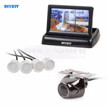 Diykit 4.3 дюймовый складной заднего вида автомобиля Мониторы + 4 парковка радар + заднего вида автомобиля Камера Видео парковочный радар парковка Сенсор