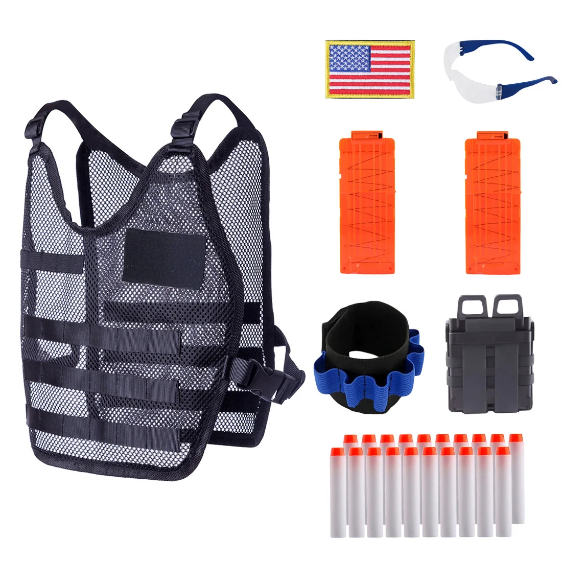MODIKER Children Adjustable Tactical Equipment for Nerf N-strike Elite with 20 pcs Fluorescent Foam Dart Bullets US Boys
MODIKER Children Adjustable Tactical Equipment for Nerf N-strike Elite with 20 pcs Fluorescent Foam Dart Bullets US Boys