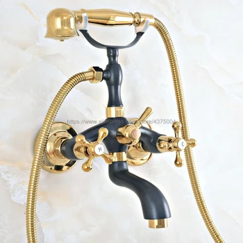 Black Gold Brass Wall Mounted Bathroom Clawfoot Bathtub Faucets Basin Sink Mixer Tap Tub Shower Faucet & Hand Shower Ntf01
Black Gold Brass Wall Mounted Bathroom Clawfoot Bathtub Faucets Basin Sink Mixer Tap Tub Shower Faucet & Hand Shower Ntf01