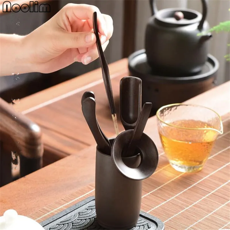 6Pcs/Set Purple Clay Storage Holder Ebony Bamboo Tea Tools Ceremony Accessories Simple Household Teahouse Utensils | Дом и сад