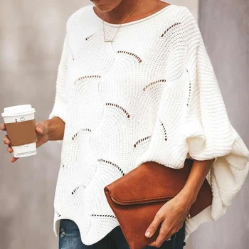 Knitted Hollow Out Sweet Bat Shirt Knitwear Street Fashion Casual Female Sweater 2019 Autumn New Loose Ladies Sweaters
Knitted Hollow Out Sweet Bat Shirt Knitwear Street Fashion Casual Female Sweater 2019 Autumn New Loose Ladies Sweaters