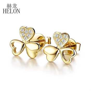 HELON Sale Solid 18K Yellow Gold Delacate Clover Fine Christmas Gift Natural Diamond Earrings Women's Fine Jewelry Earrings
HELON Sale Solid 18K Yellow Gold Delacate Clover Fine Christmas Gift Natural Diamond Earrings Women's Fine Jewelry Earrings