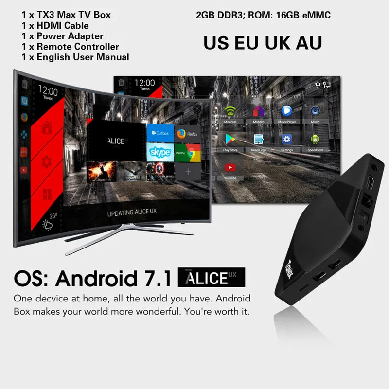 TX3 Max Smart TV Box Android 7.1 Amlogic S905W Quad Core 2G+16G H.265 2.4GHz Wifi 4K HD BT Set-top Box Mini Media Player
TX3 Max Smart TV Box Android 7.1 Amlogic S905W Quad Core 2G+16G H.265 2.4GHz Wifi 4K HD BT Set-top Box Mini Media Player