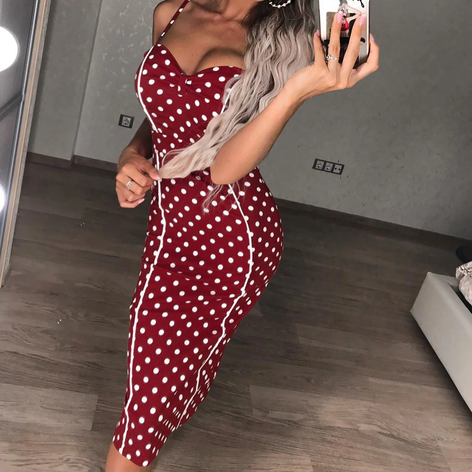 Women Clothes Spring Summer Dot Vintage Dress Office Spaghetti Strap Skinny Bodycon Bandage Dresses Sexy Club Party Dress M0579
Women Clothes Spring Summer Dot Vintage Dress Office Spaghetti Strap Skinny Bodycon Bandage Dresses Sexy Club Party Dress M0579