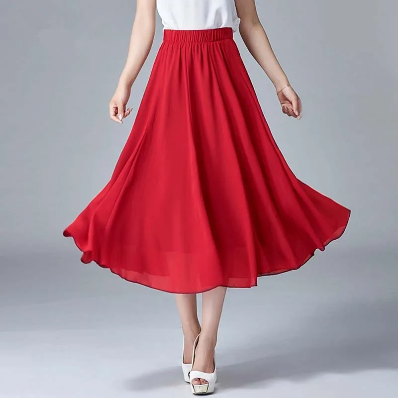 New autumn and summer solid color ladies chiffon skirt thin elastic high waist casual A line skirt fashion large size M-7XL
New autumn and summer solid color ladies chiffon skirt thin elastic high waist casual A line skirt fashion large size M-7XL