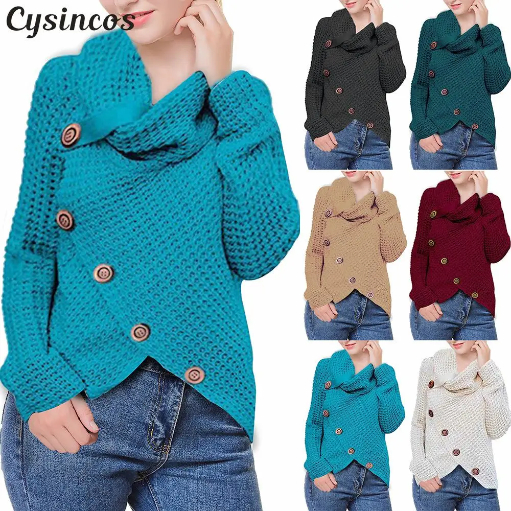 Cysincos Autumn Winter Warm Turtleneck Sweater Women Long Sleeve Scarf Collar Knitted Sweater Cardigan Female Jumpers Sweater
Cysincos Autumn Winter Warm Turtleneck Sweater Women Long Sleeve Scarf Collar Knitted Sweater Cardigan Female Jumpers Sweater