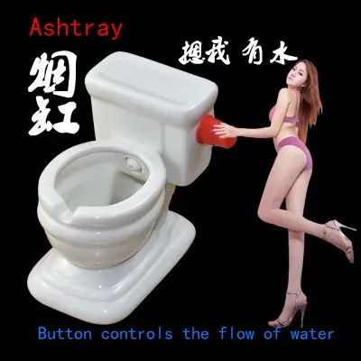 

Creative ceramic ashtray personality cute flush toilet Christmas birthday gift practical can do pots and ornaments Flush toilet