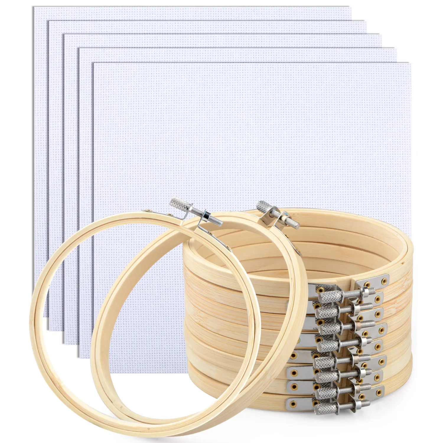 10pcs 12cm Manual DIY Wooden Embroidery Hoops Frame Set + 5pcs 30*30CM White Cotton Thick Embroidery Cloth Craft Tool
10pcs 12cm Manual DIY Wooden Embroidery Hoops Frame Set + 5pcs 30*30CM White Cotton Thick Embroidery Cloth Craft Tool