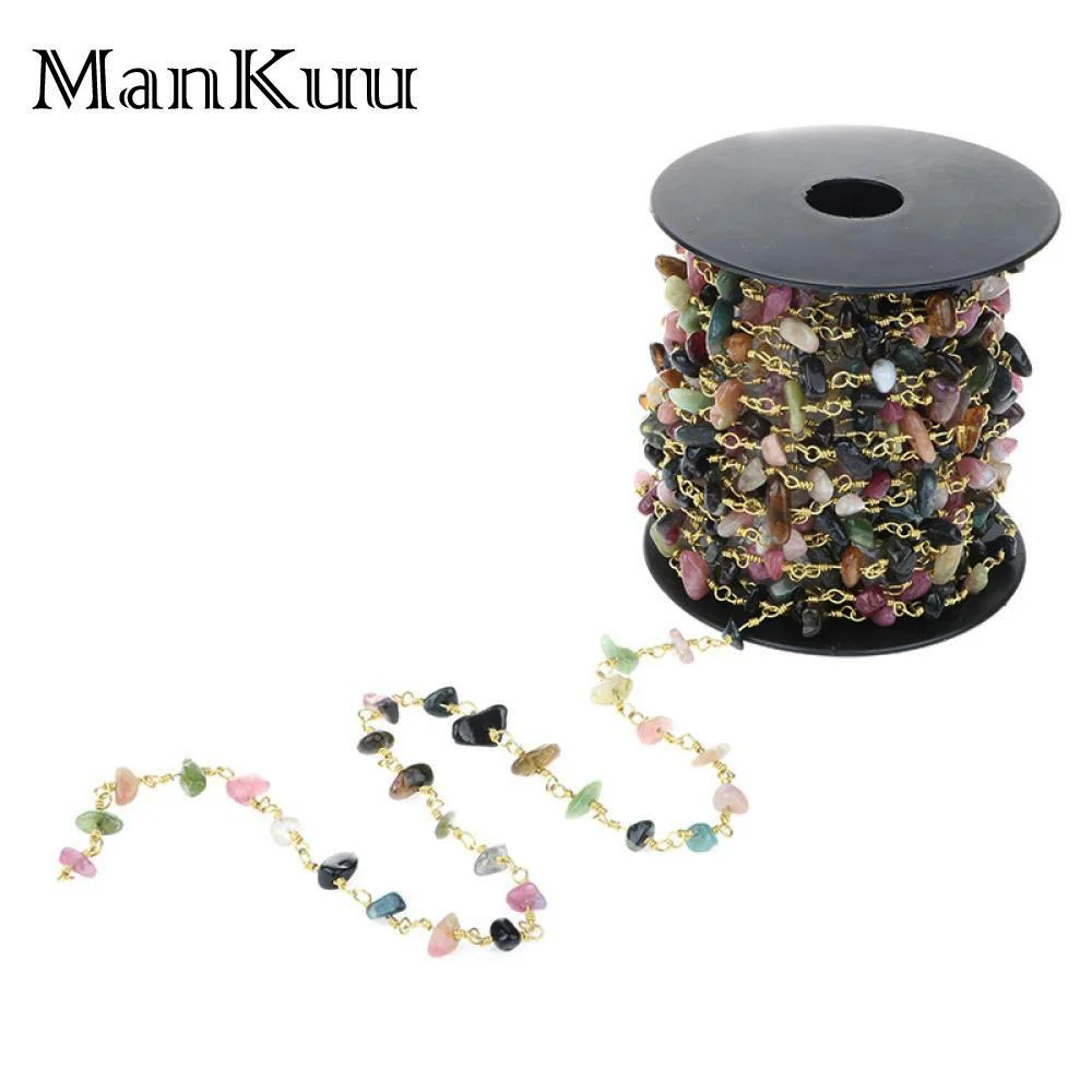 Mankuu цепи из турмалина и бусин оптовая продажа цепочки натурального камня для