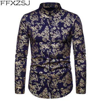 Mens Hipster Shiny Gold Floral Print Dress Shirts Casual Slim Fit Long Sleeve Mandarin Collar Shirt Men Club Bronzing Shirt Male
Mens Hipster Shiny Gold Floral Print Dress Shirts Casual Slim Fit Long Sleeve Mandarin Collar Shirt Men Club Bronzing Shirt Male