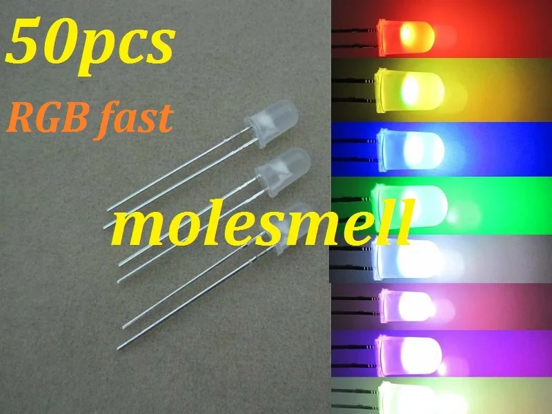 50pcs 5mm Diffused RGB Rainbow Fast Flashing Flash Red Green Blue LED Leds milky white lens
50pcs 5mm Diffused RGB Rainbow Fast Flashing Flash Red Green Blue LED Leds milky white lens